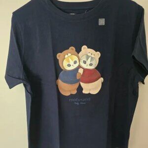Mofusand Cat Navy Cotton T-Shirt Women Sizes XS, S, M NWT